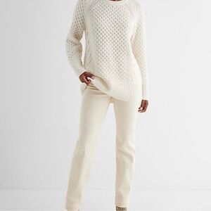 Express NWT Ivory Textured Knitted Crew Neck Sweater Size XL